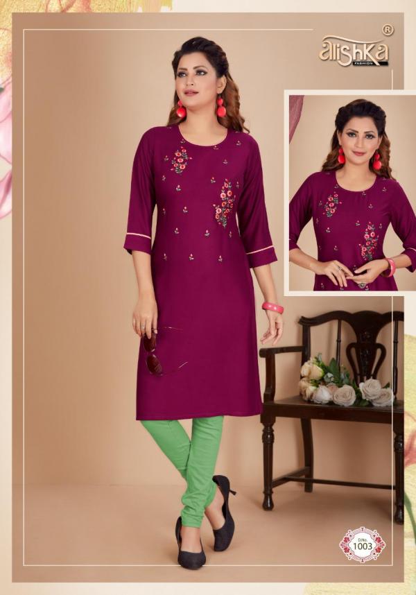 Alishka Titli Rayon Designer Embroidery Kurti